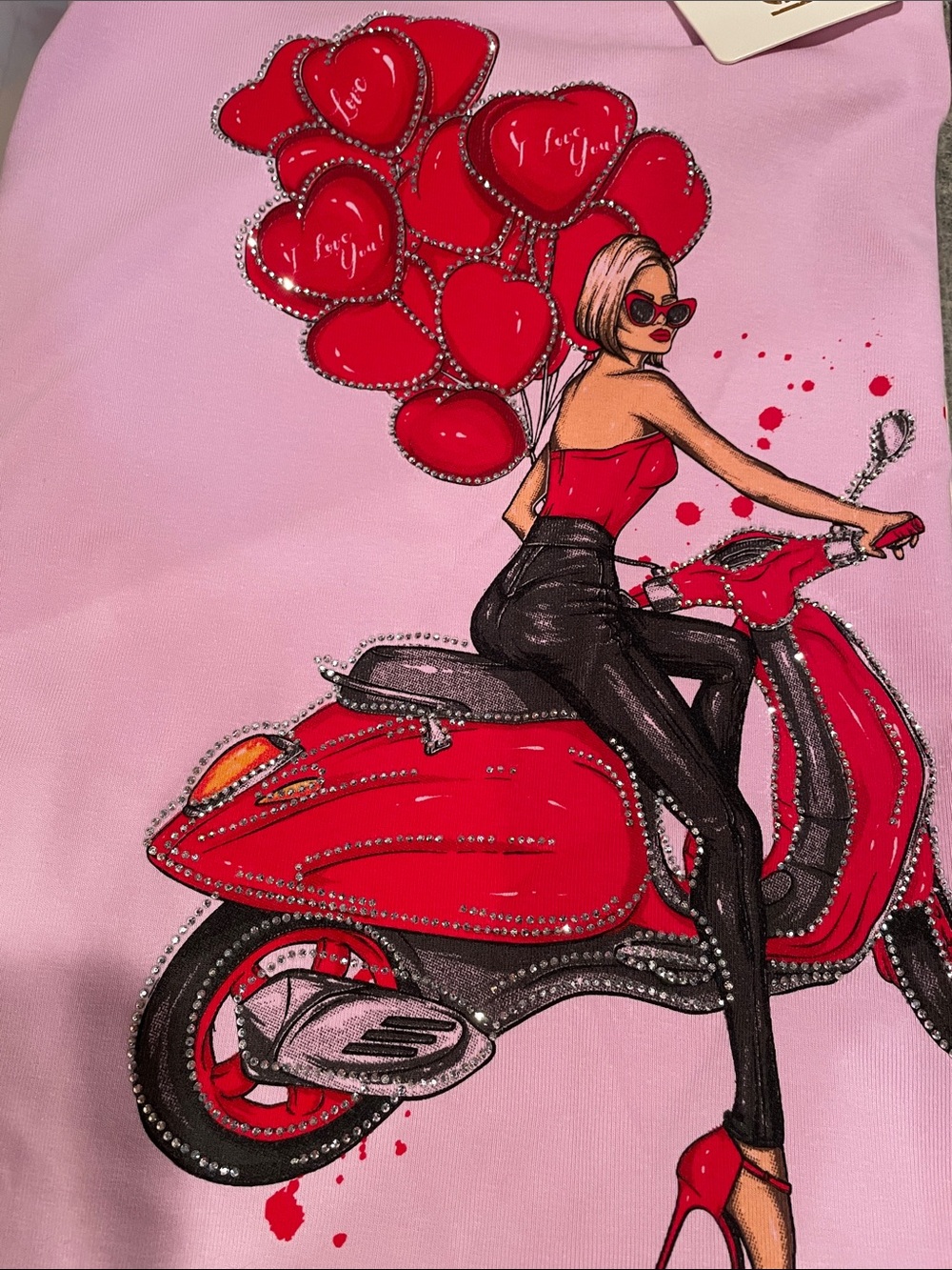 Lilac Graphic Short Sleeve Tee with Red Scooter Print